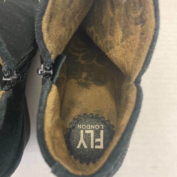 Fly London Wedge Ankle Bootie Womens EU Size 38 / US 7.5 / 8 Black Suede Leather - Picture 13 of 16